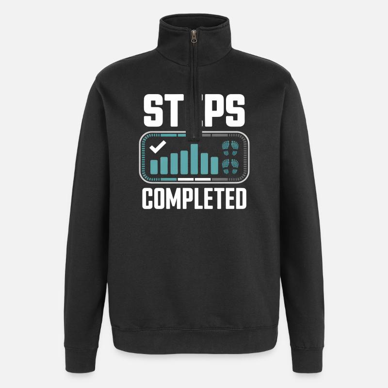Steps Completed 10000 Schritte - Quarter-Zip Sweatshirt - black