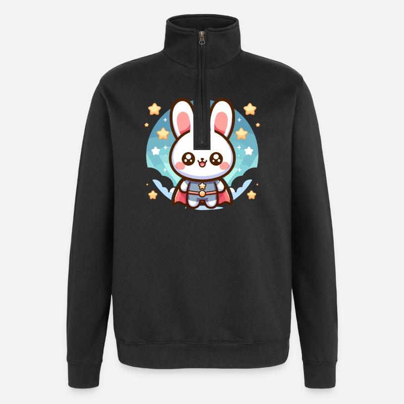 Héros Lapin Super-héros Lapin - Sweat à zip 1/4 - noir