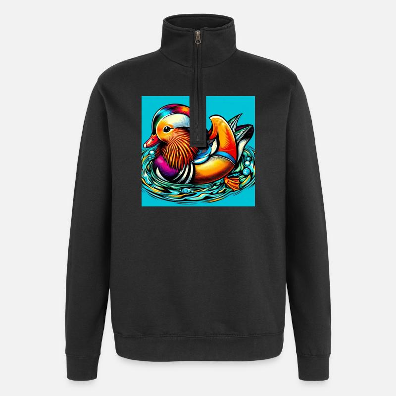 Mandarin duck - Quarter-Zip Sweatshirt - black