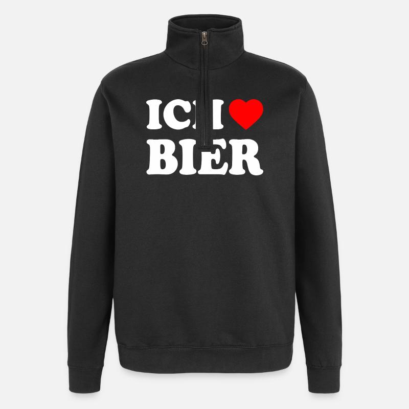 Ich liebe bier - Quarter-Zip-Sweatshirt - Schwarz