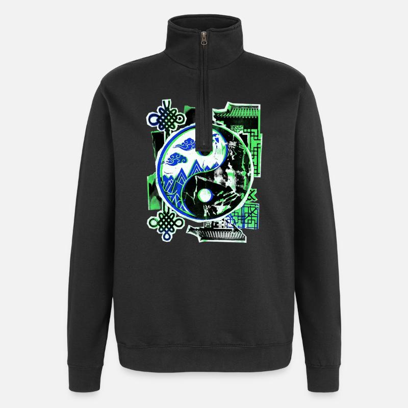 Yin et Yang asiatique - Sweat à zip 1/4 - noir