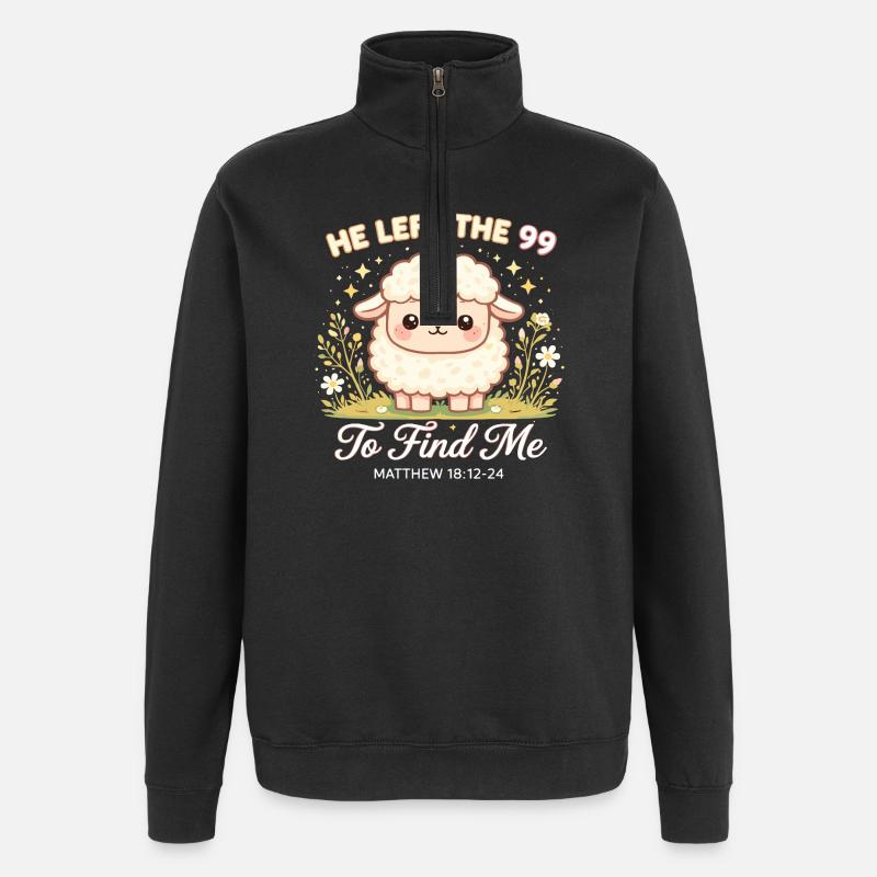 Lammmotiv: Er suchte mich Bibelvers Schaf - Quarter-Zip-Sweatshirt - Schwarz