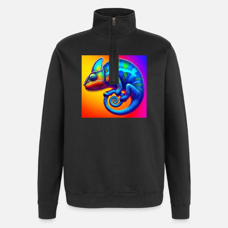 caméléon - Sweat à zip 1/4 - noir