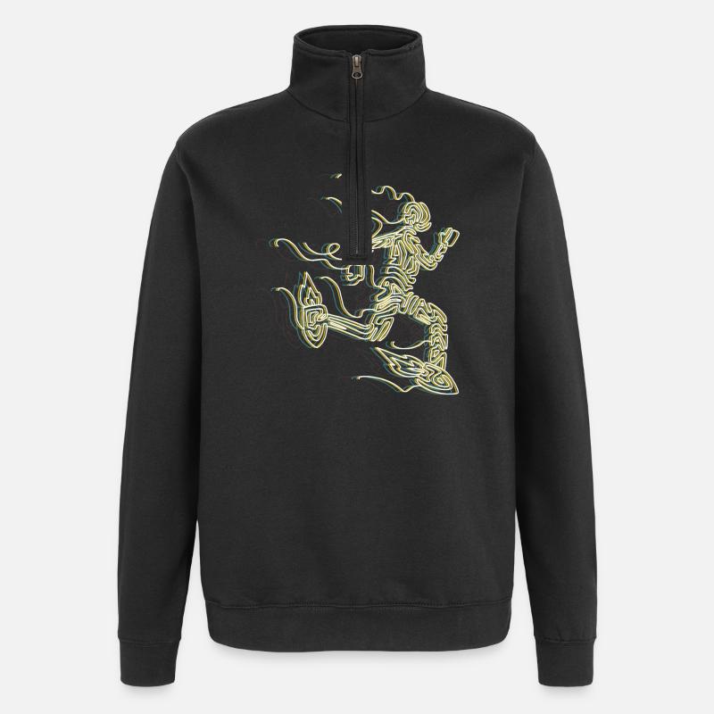 Stylized Rocket Runner - Quarter-Zip Sweatshirt - black