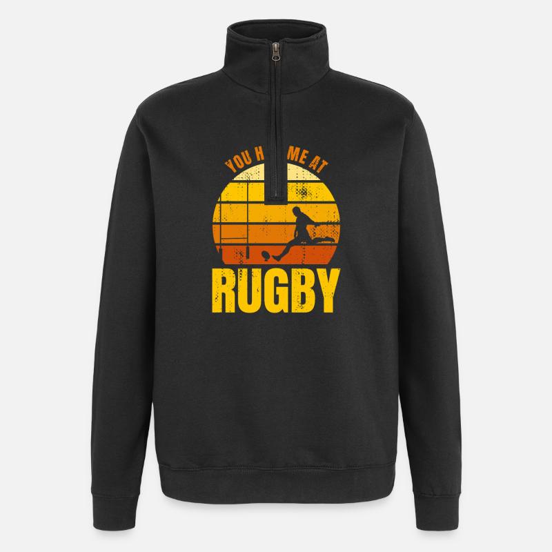 Rugbyspruch - Quarter-Zip-Sweatshirt - Schwarz