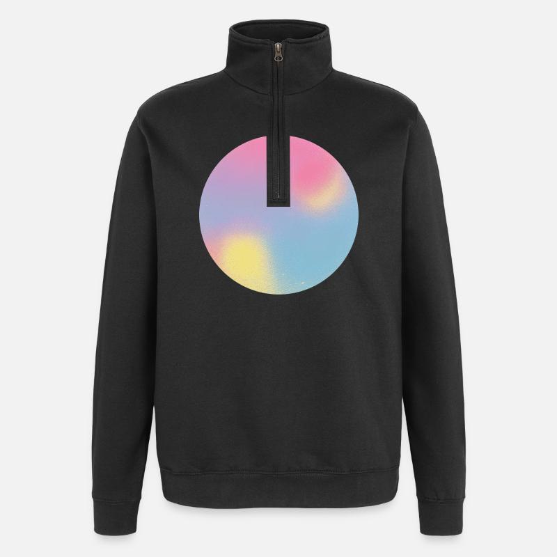 Aura-Check-Pastellgradientensphäre - Quarter-Zip-Sweatshirt - Schwarz