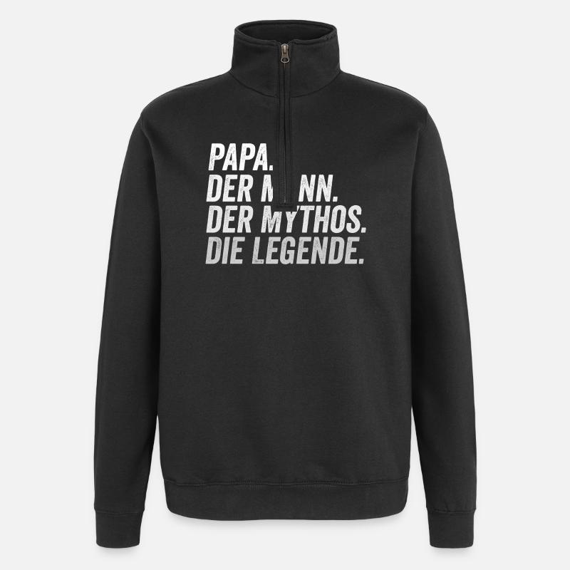 Papa Mann Mythos Legende - Quarter-Zip-Sweatshirt - Schwarz