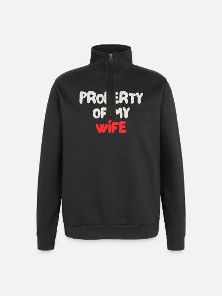 Eigentum meiner Frau - Quarter-Zip-Sweatshirt - Schwarz