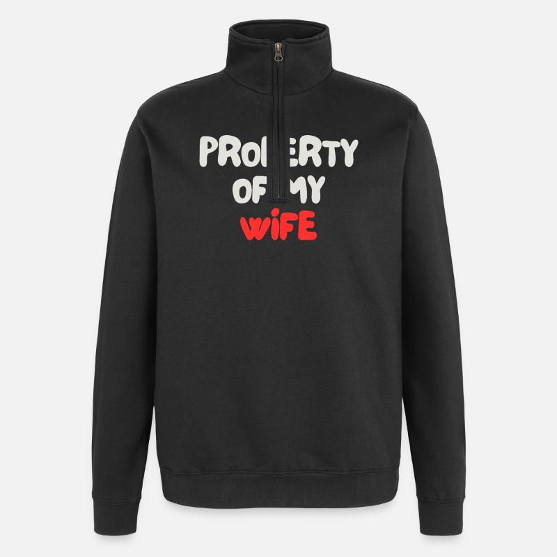 Eigentum meiner Frau - Quarter-Zip-Sweatshirt - Schwarz