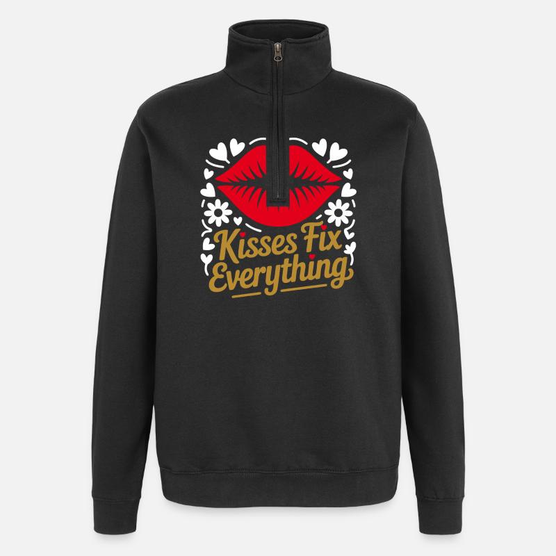 Küsse Heilen Alles - Quarter-Zip-Sweatshirt - Schwarz
