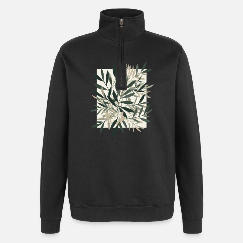 Leaf dance in natural tone - Quarter-Zip Sweatshirt - black