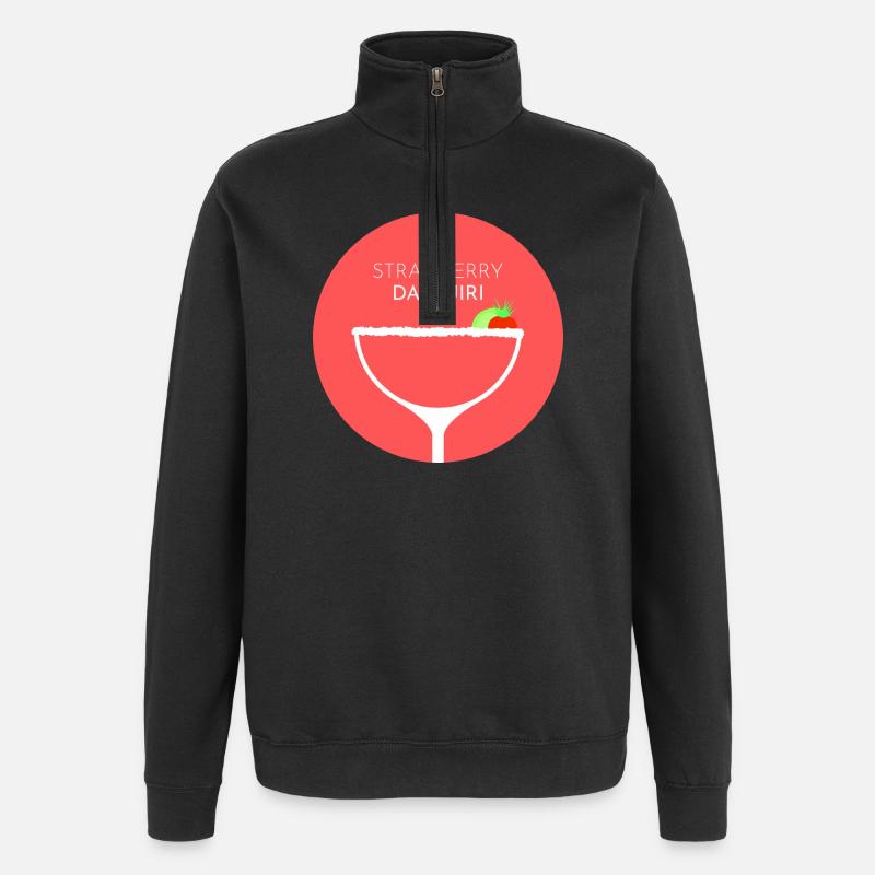Erdbeer-Daiquiri-Cocktail – Flachfarbiges Design - Quarter-Zip-Sweatshirt - Schwarz
