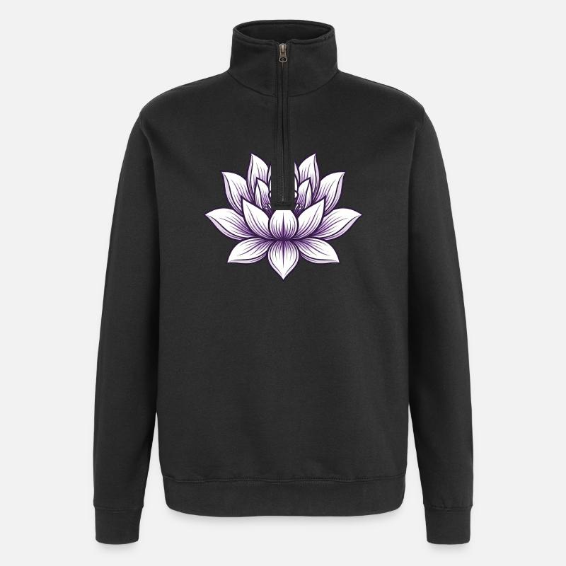 Fleur de lotus de yoga - Sweat à zip 1/4 - noir