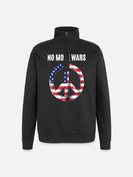 Peace USA Flag Against War - Quarter-Zip Sweatshirt - black