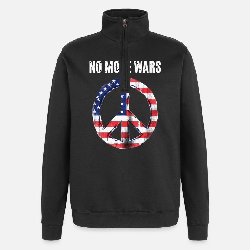 Peace USA Flag Against War - Sweat à zip 1/4 - noir
