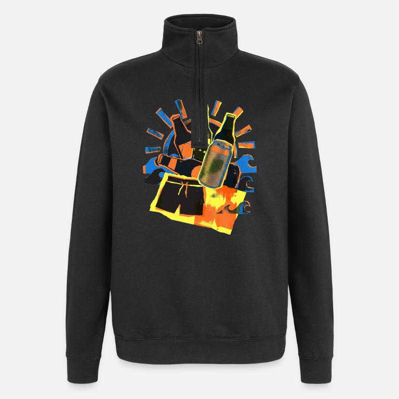Soleil d’été de la bière - Sweat à zip 1/4 - noir