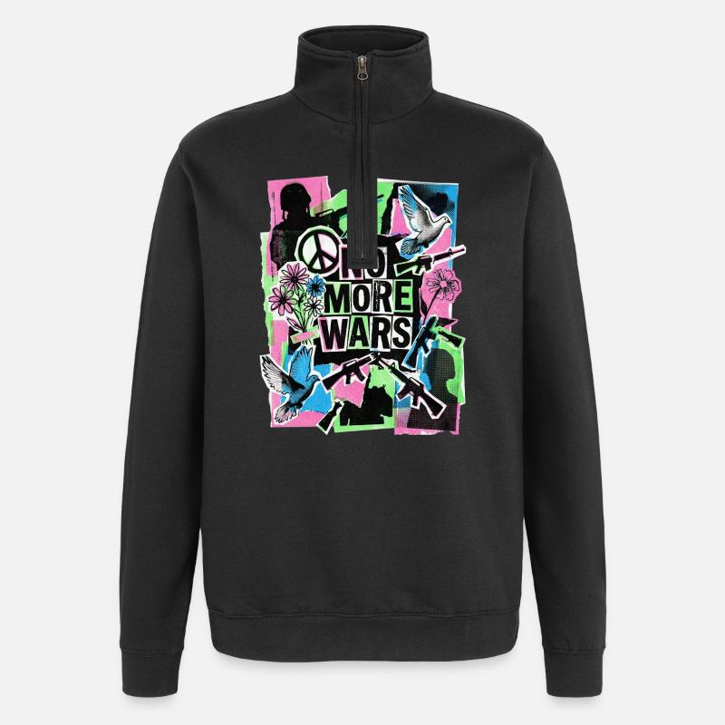 Paix : Plus jamais de guerre - Sweat à zip 1/4 - noir