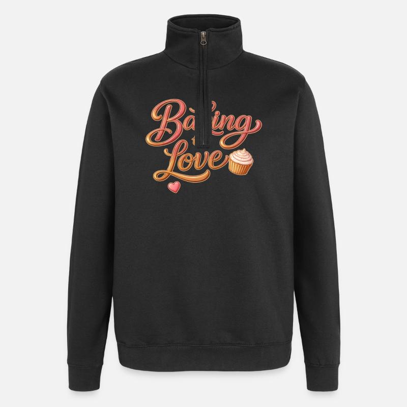 Baking is Love Baking Saying Design - Quarter-Zip Sweatshirt - black