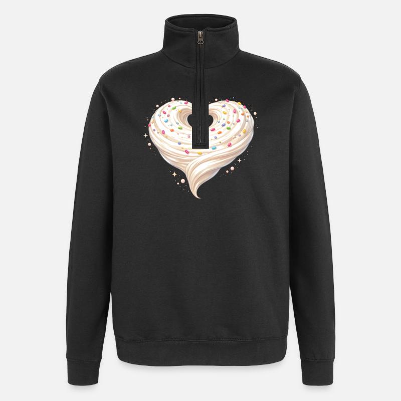 Cream Heart Bak-söt design - Tröja med 1/4-dragkedja - svart