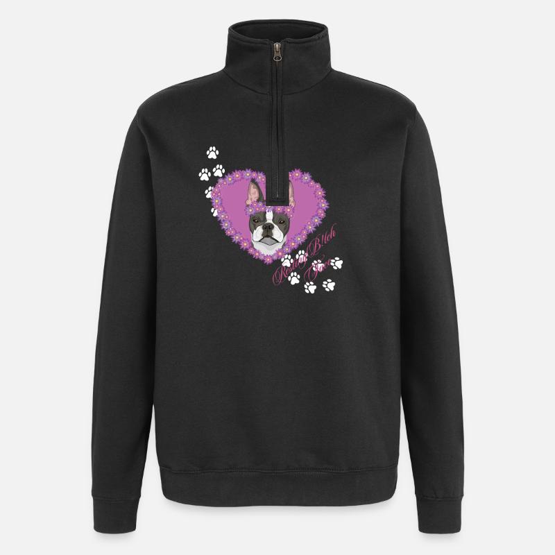 Ruhende B!tch Face Boston Terrier - Quarter-Zip-Sweatshirt - Schwarz