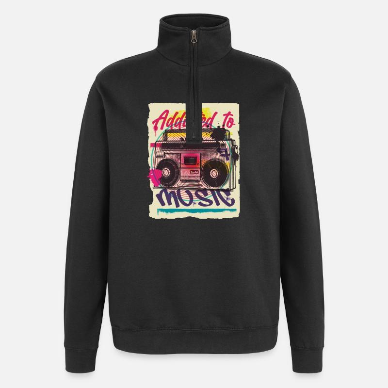 Graffiti Musik - Quarter-Zip-Sweatshirt - Schwarz