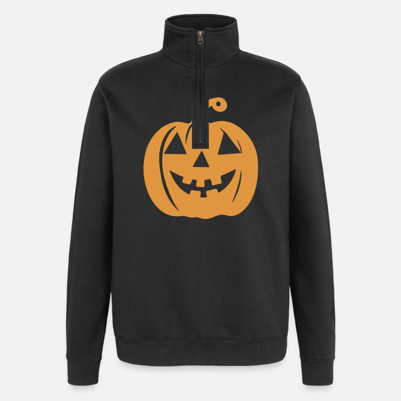 Motif Halloween Visage de citrouille - Sweat à zip 1/4 - noir