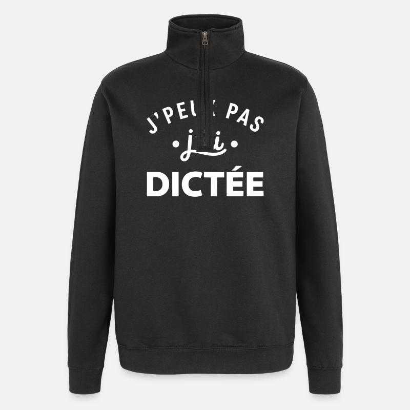 J'peux pas dictée slogan - Sweat à zip 1/4 - noir