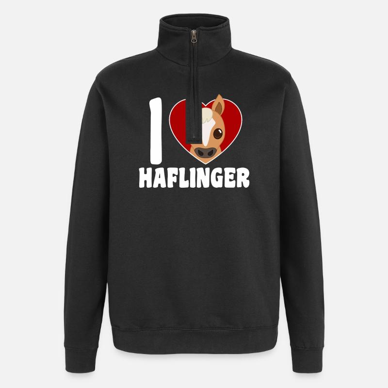 Ich liebe Haflinger - Herz - Quarter-Zip-Sweatshirt - Schwarz