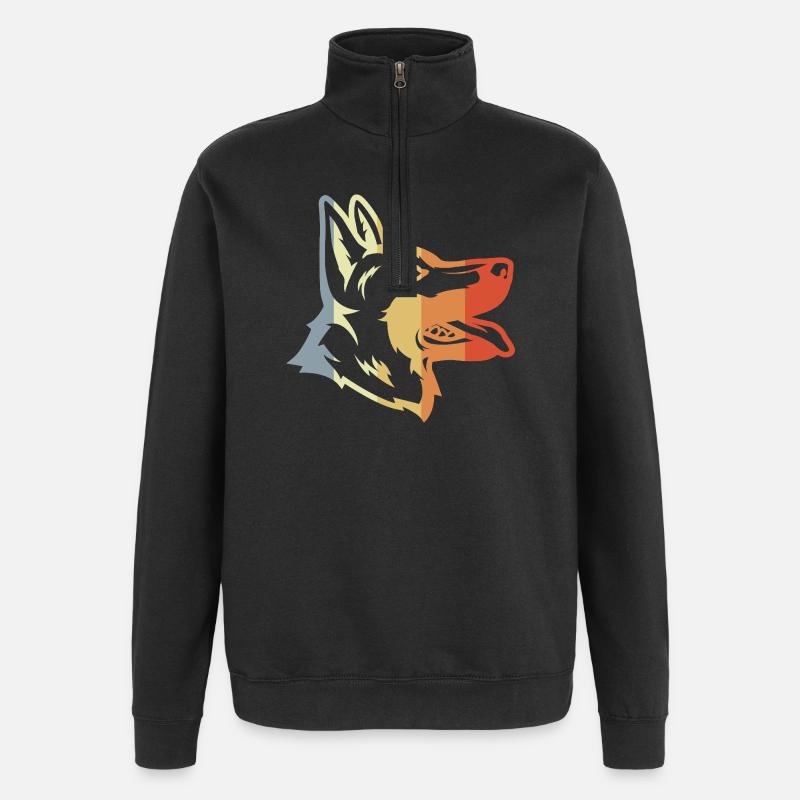 Vintage schæferhund - Sweatshirt med 1/4 lynlås - sort