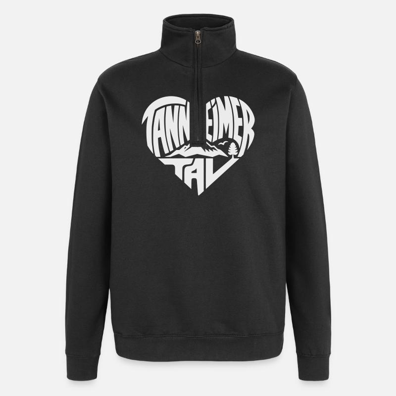 Tannheimer Tal Heart Mountain Landscape - Quarter-Zip Sweatshirt - black