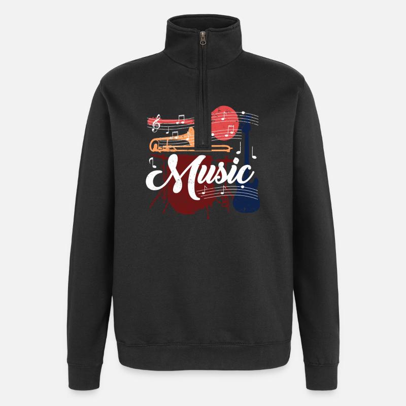Motif musical vif avec instruments - Sweat à zip 1/4 - noir