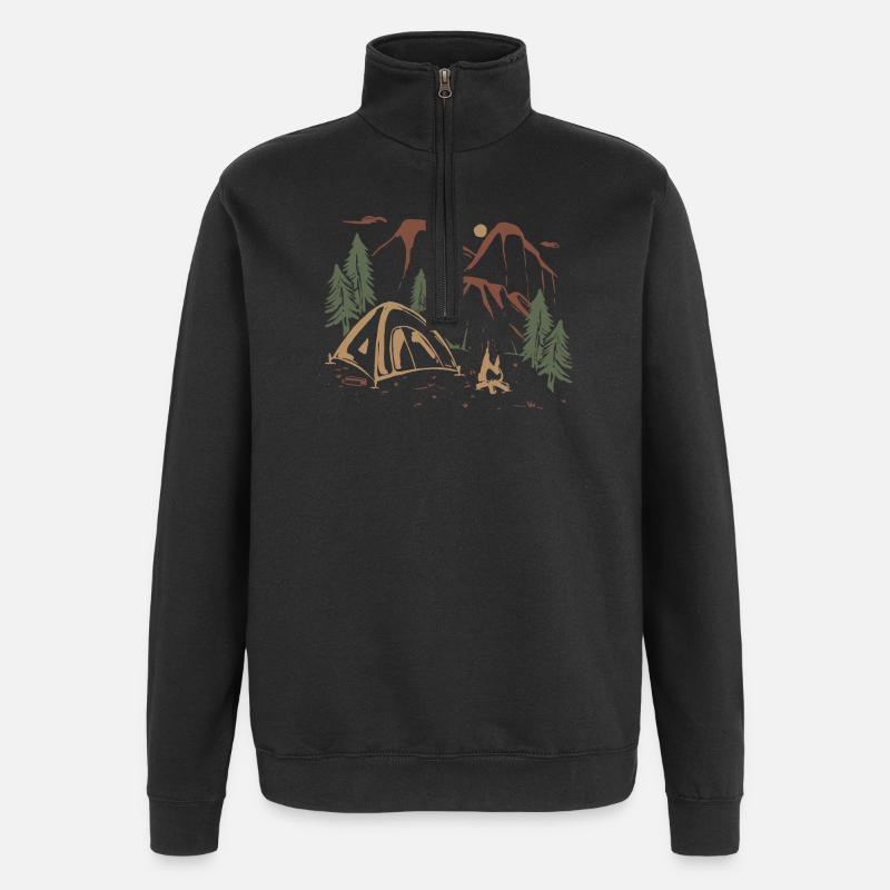 Skitse til vildmarkslejr - Sweatshirt med 1/4 lynlås - sort