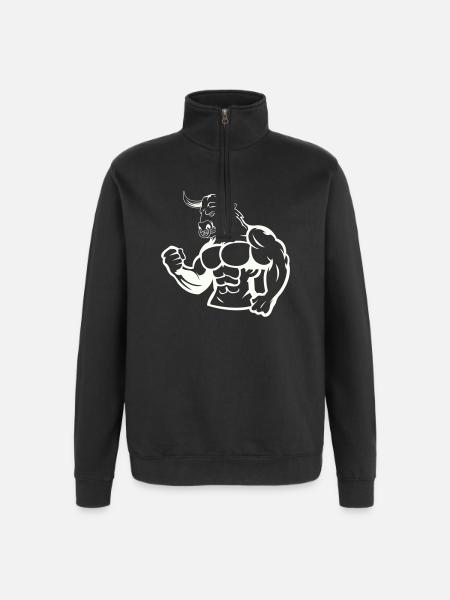 Kraftbulle Muskelheld - Quarter-Zip-Sweatshirt - Schwarz