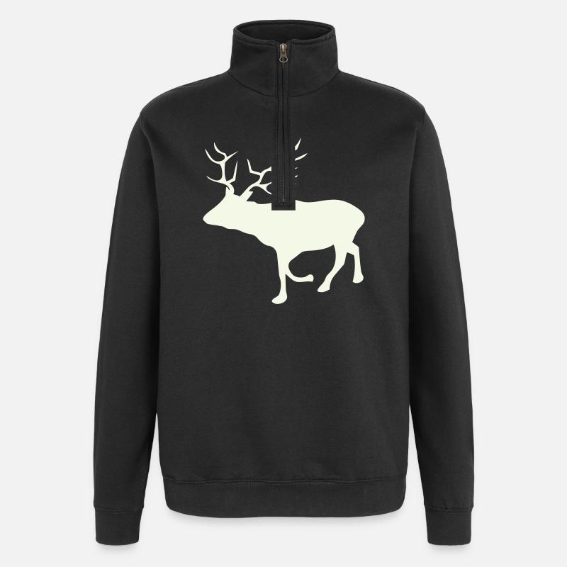 Hirsch Reh - Quarter-Zip-Sweatshirt - Schwarz