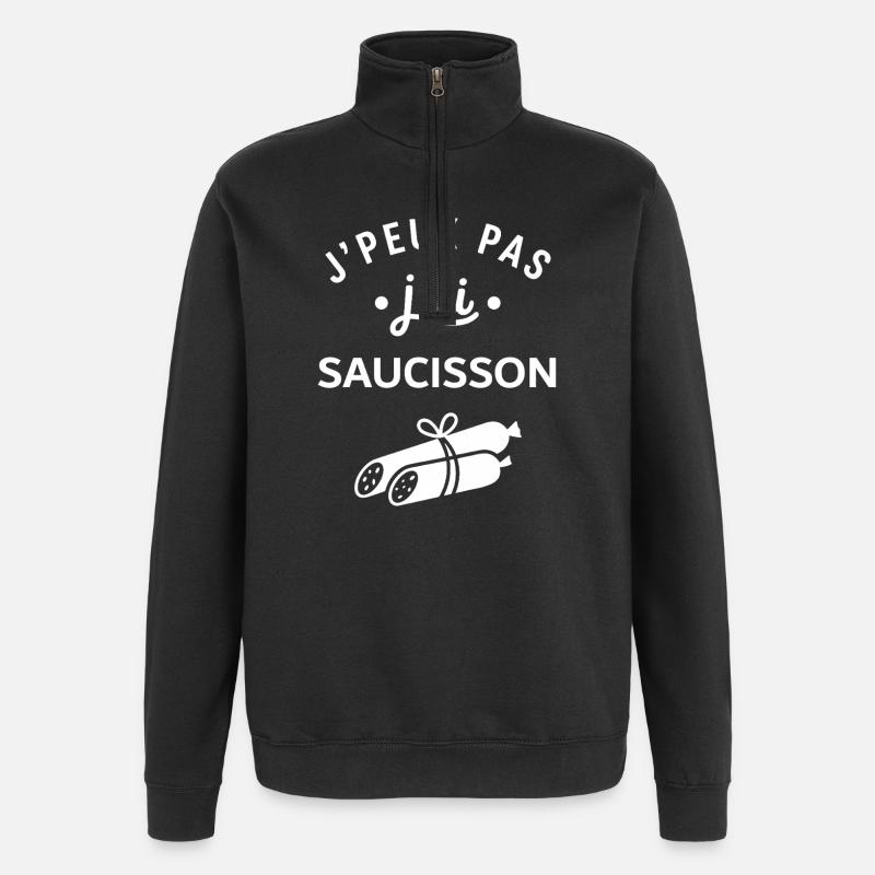 J'peux pas j'ai saucisson - Sweat à zip 1/4 - noir