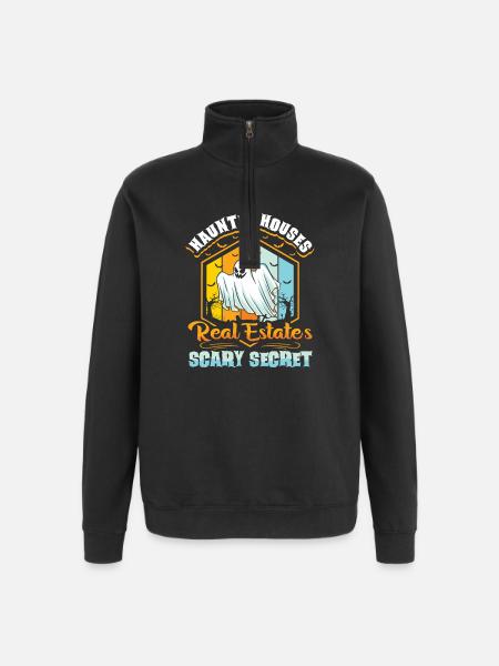 Ghost Hunter Halloween English Saying - Quarter-Zip Sweatshirt - black