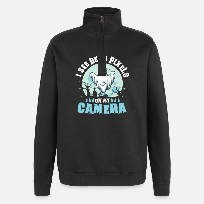 Ghost Hunter Halloween English Saying - Quarter-Zip Sweatshirt - black