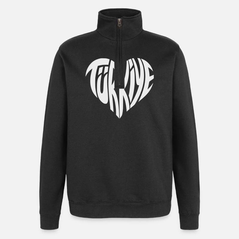 Türkiye, Turkey Heart Font Design - Quarter-Zip Sweatshirt - black