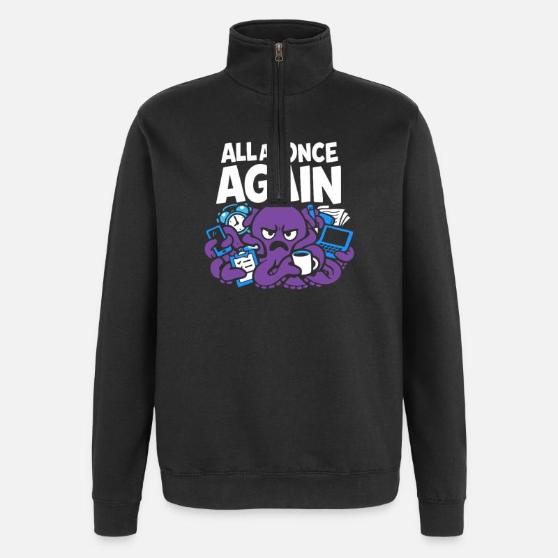 Pieuvre drôle surstimulée - Sweat à zip 1/4 - noir