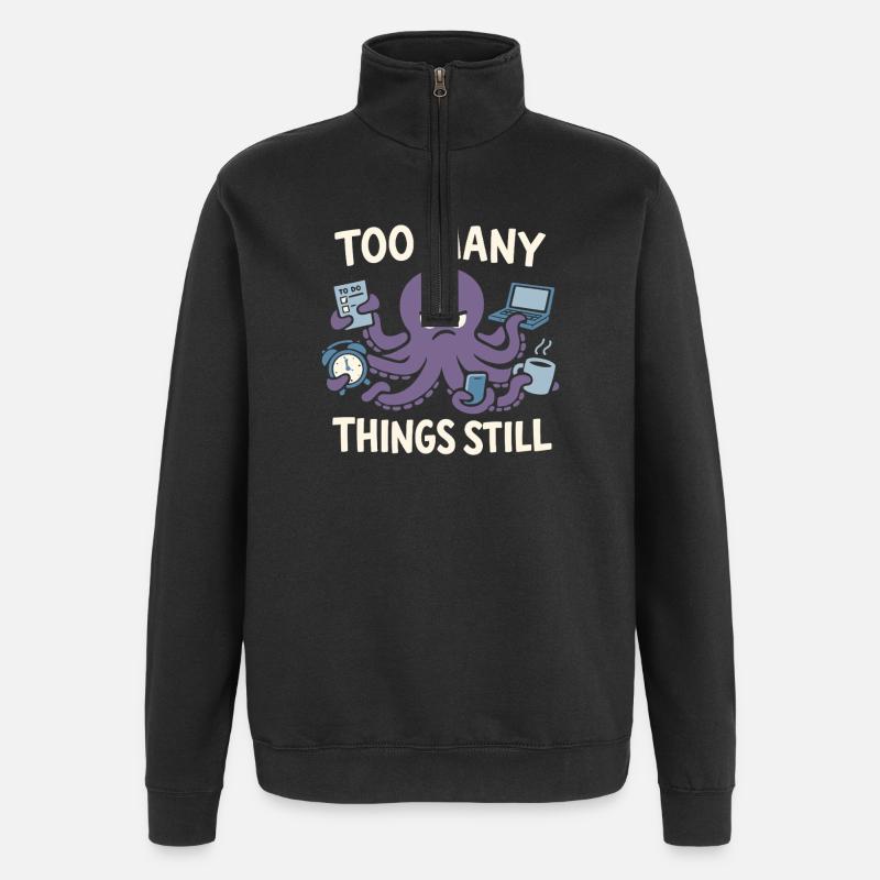 Lustiger Oktopus Überstimuliertes - Quarter-Zip-Sweatshirt - Schwarz