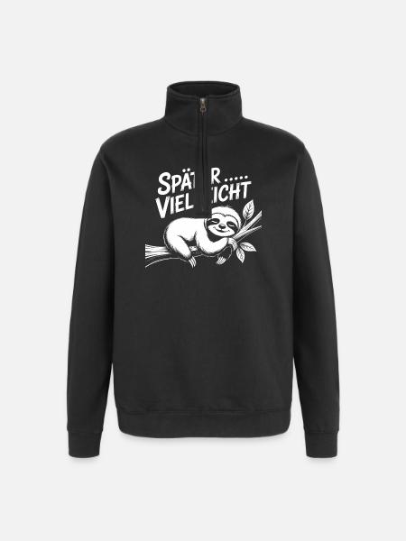 Später Vielleicht Faultier - Quarter-Zip-Sweatshirt - Schwarz