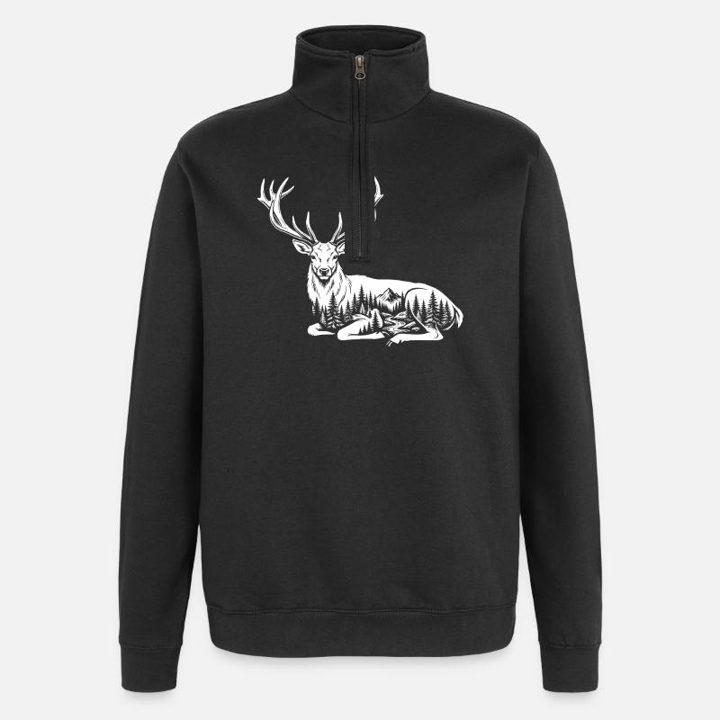 Hirsch - Quarter-Zip-Sweatshirt - Schwarz