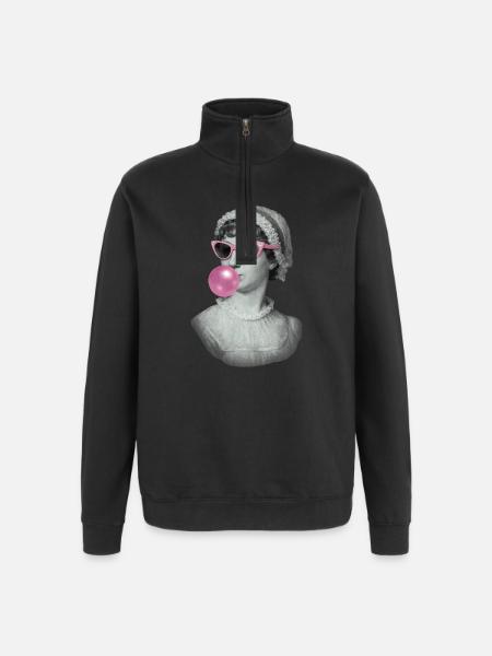 Jane Austen with bubblegum and sunglasses - Quarter-Zip Sweatshirt - black