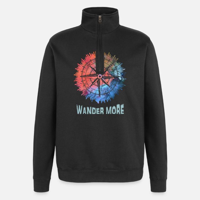 Wander More Compass Tie-Dye - Quarter-Zip Sweatshirt - black