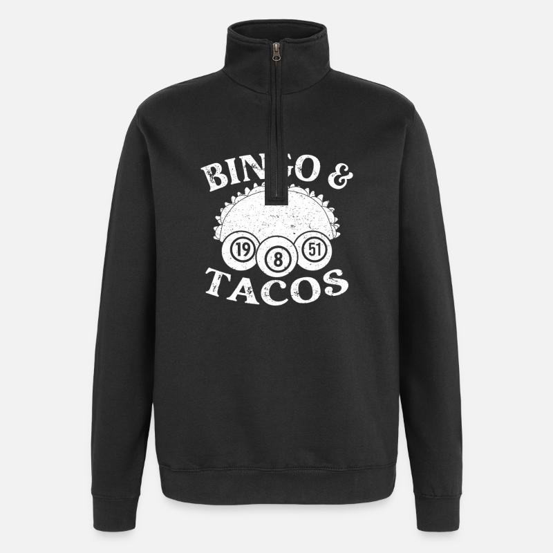 Bingo Player Bingo Tacos Bingo - Quarter-Zip Sweatshirt - black