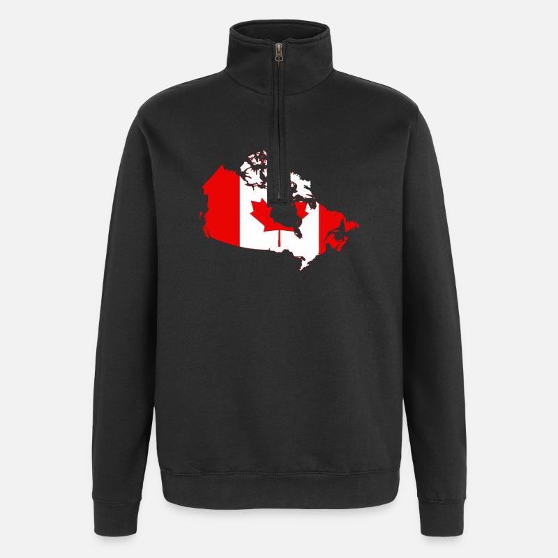 Canada Map Flag Silhouette - Quarter-Zip Sweatshirt - black