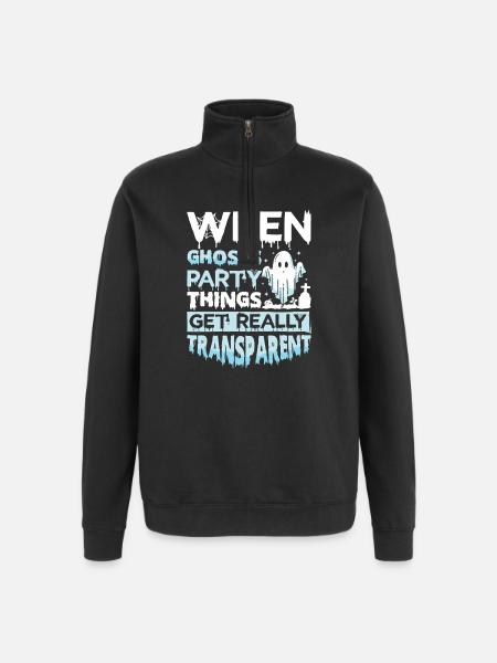 Ghost Hunter Halloween English Saying - Quarter-Zip Sweatshirt - black