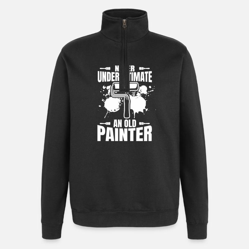 Never underestimate an old painter - Quarter-Zip Sweatshirt - black