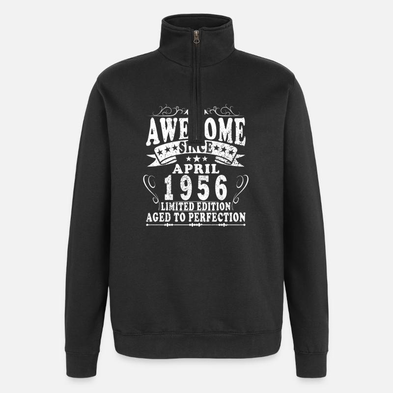 70th birthday April 1956 - Quarter-Zip Sweatshirt - black