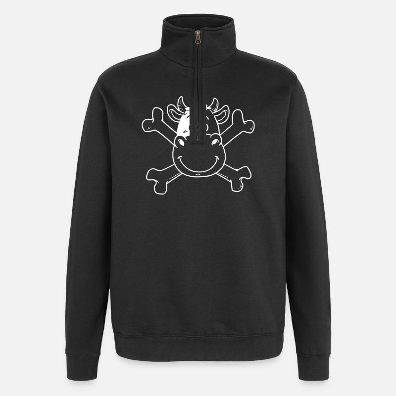Bœuf, Vache, Pirate, Boucanier, Bétail - Sweat à zip 1/4 - noir